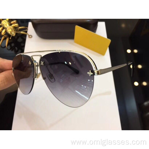 Semi Rimless Oval Sunglasses For Women